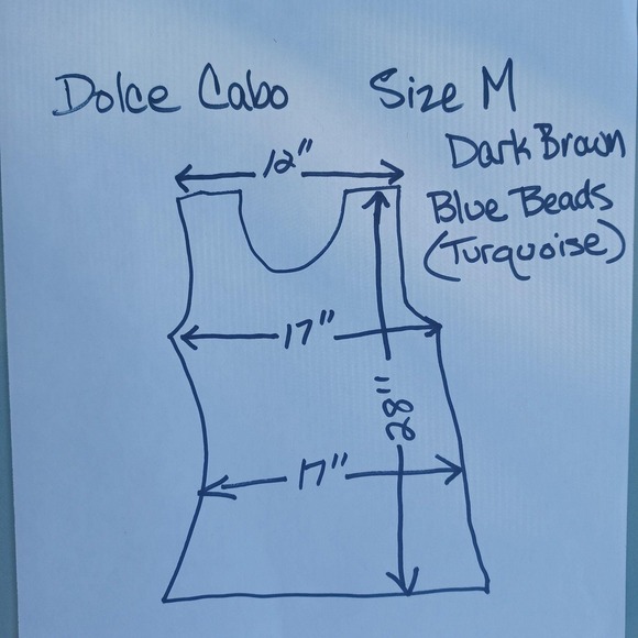 Dolce Cabo Womens M Dark Brown Turquoise Beaded Embellished Sleeveless Top 5708 - Picture 3 of 8